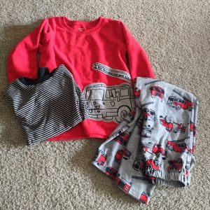 Carter's 3PC Fire Truck Fleece Pajama Set Size 7/7A